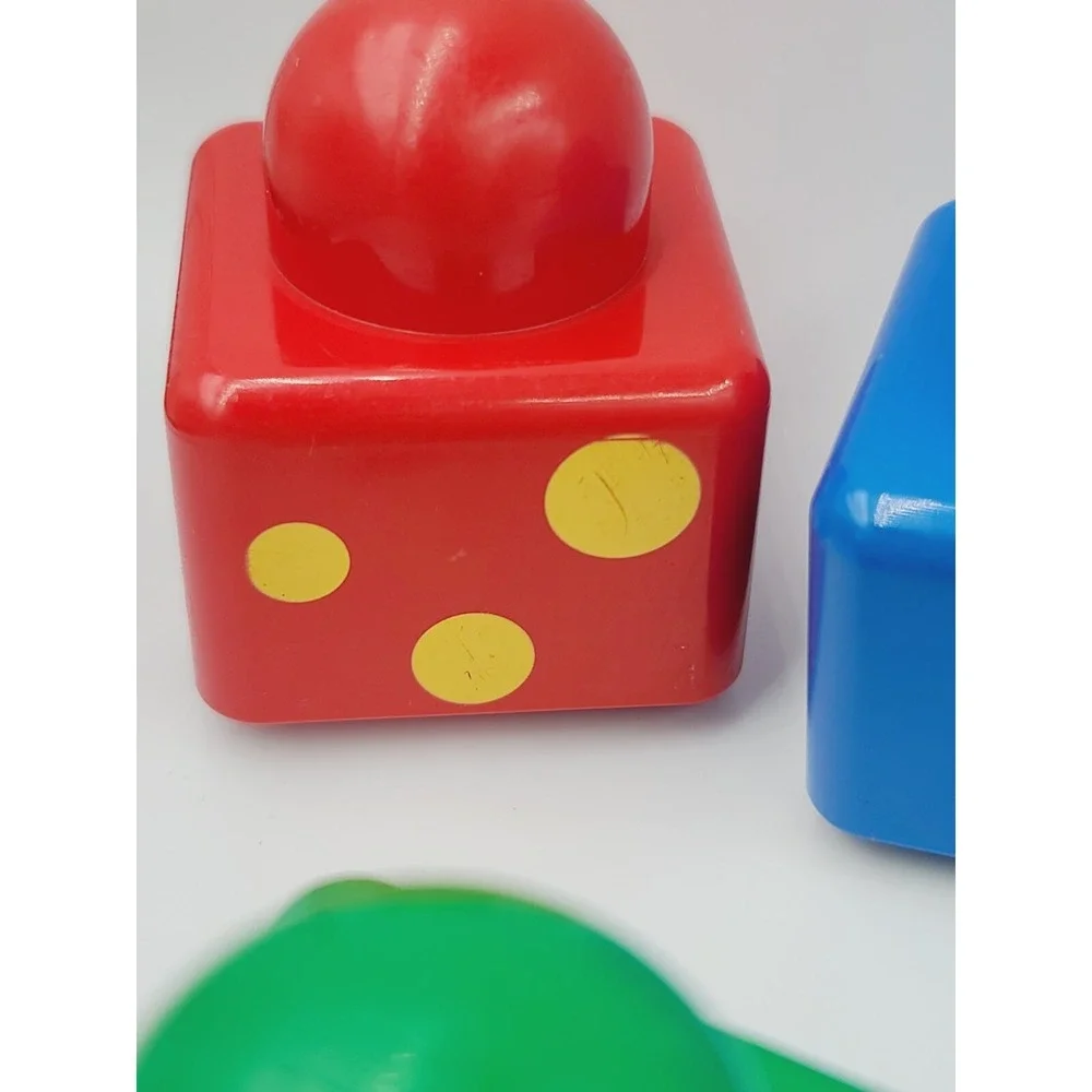 6 Lego Duplo Primo Green Red 1x1 Yellow Pattern Blue Brick Rabbit Logo Chunky